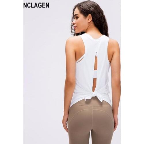 NCLAGEN Yoga Top Women Sport Shirt Open Back Fitness Clothes Athletic Active Gym Workout Shirt Loose Activewear Dry Fit Tank Top