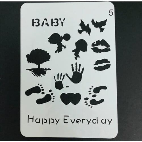 T-shirt Stencil for kids Lip Hand and Foot Prints Babys Growth Album Painting Floor Wall Tile Fabric Wood Rock Drawing Stencils