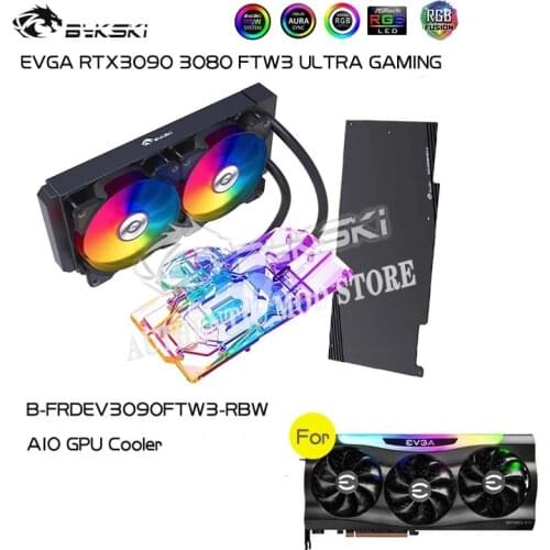 Bykski B-FRDEV3090FTW3-RBW,GPU AIO Water Cooler For EVGA RTX3090 3080 FTW3 ULTRA GAMING,VGA Water Cooling Kit 5V Support MB SYNC