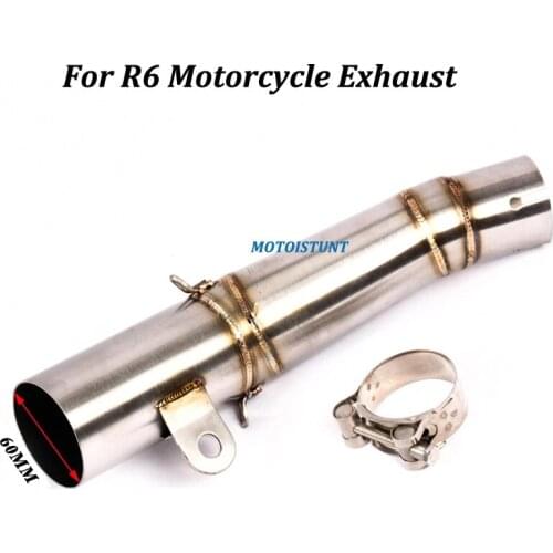 Slip on For Yamaha R6 2006-2016 60mm Motorcycle Exhaust Muffler Modified Escape Mid connection stainless steel Link Pipe