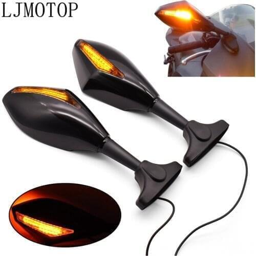 Universal Motorcycle Side Mirrors LED Turn Signal Integrated Mirrors For Yamaha Tenere 700 YZF R120 MXT850 Niken GT WR250F FZ600