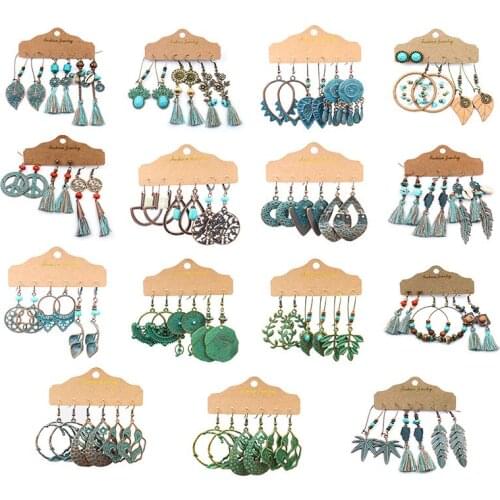 Newest sets of hot Earrings Bohemian style Tassels Dangling Earrings Hollow exaggeration Personal eardrop female Holiday Party