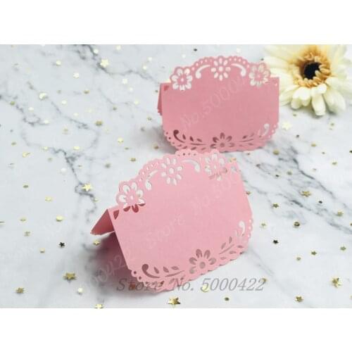 50pcs Flower Table Mark Wine Glass Name Wedding Place Card Baby Shower Event Banquet Invite Guest Favor Restaurant Decor Card