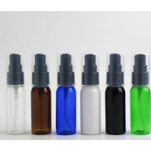 50 X 30ml Round Travel Amber Blue Clear White Refillable PET Plastic Lotion Pump Shampoo Bottle 1oz Hand Washing Containers