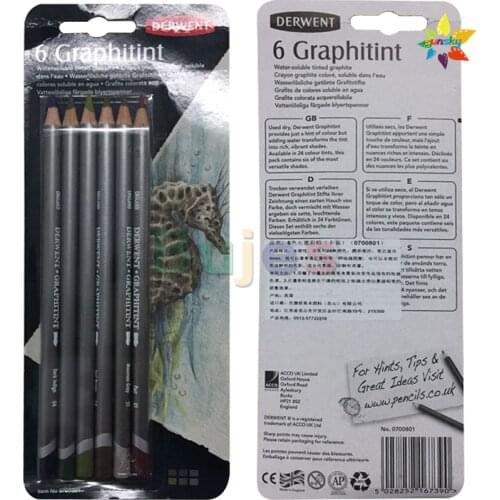 6 color 0700801 Derwent Graphitint Water soluble color lead graphite color pencil dream soft tone professional water soluble pen