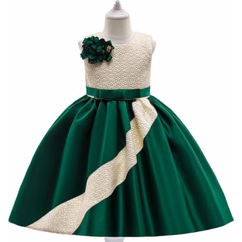 Princess Satin Flower Girl Dress Kid Clothes Birthday Dresses for Party and Wedding Toddler Lace Evening Children Green Dress
