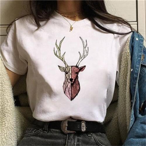 Buck Icon Print Women Short Sleeve Cute T-shirt Casual T shirt Harajuku Tshirt Fashion Top Tee Female