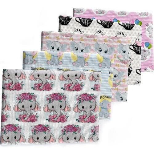 Baby Cartoon Elephant Design Printed Bullet Textured Liverpool Patchwork Tissue Kids home textile 50*145cm