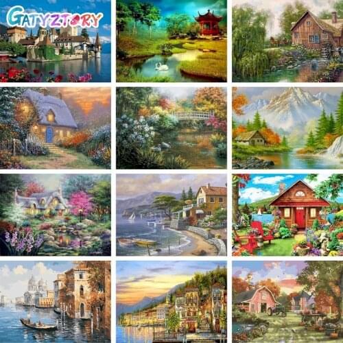 Gatyztory Paint By Numbers For Adults Landscape Coloring By Numbers Acrylic Paints Set DIY Gift Home Decor Decorative Frames