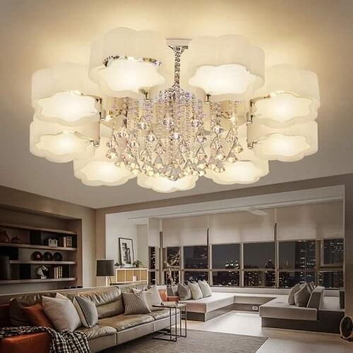 2021 New Crystal Led Ceiling Lights modern fashionable luminarias para sala dining room lamp pendente de teto de cristal RGB