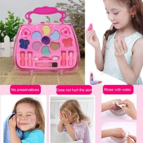 Girl Pretend Play Make Up Toy Simulation Cosmetics Pink Makeup Set Princess Beauty Plastic Play House Toy Lipstick Eyeshadow