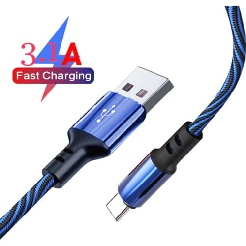 3.1A USB Type C Cable Fast Charging usb-c type-c Data Cables 1M/2M Cord For Samsung Huawei Xiaomi redmi note 8/9 pro phone wire