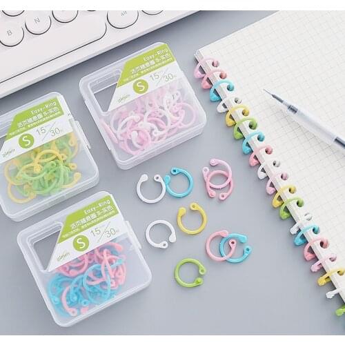 1 Box 30 Pcs Creative Plastic Multi-Function Circle Ring Office Binding Supplies Albums Loose-Leaf Colorful Book Binder Hoops