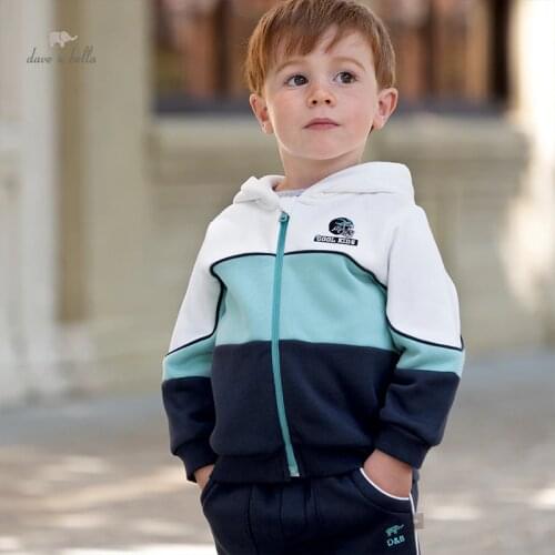 DBX18355 dave bella autumn baby boys fashion patchwork pockets hooded clothing sets kids boy casual sets children 2pcs suit