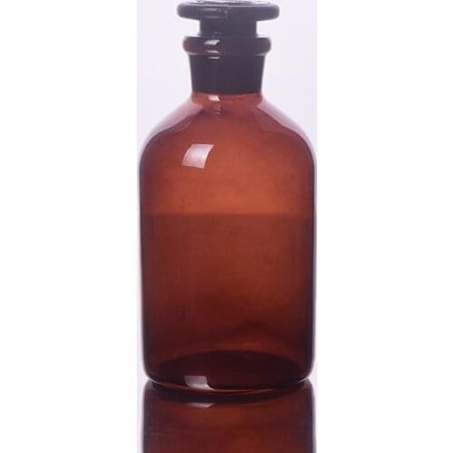 Brown Reagent bottle,Narrow neck with standard ground glass Hollow/Solid stopper,Clear,Boro. 3.3 glass,250ml,Sample Vials