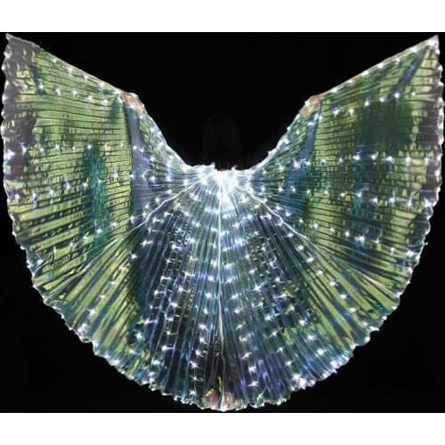 New Design Belly Dance LED Wings With Adjustable Sticks Belly Accessories Stage Performance Props Shining Wings Open 360 Degrees