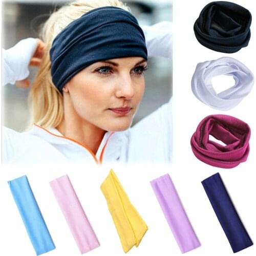 2019 Hot Women Wide Sports Yoga Headband Stretch Hairband Elastic Solid Hair Band Boho Turban Hair Accessories 8 Colors