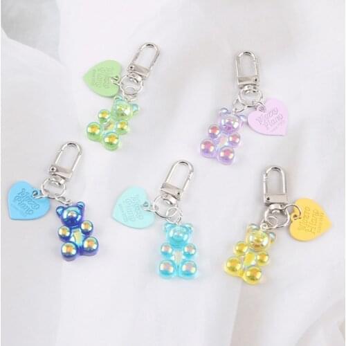 Bear Charms Resin Cabochons Glitter Gummy Candy Keychain Pendant Making Accessories