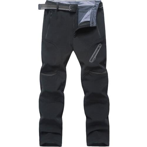 Men Hiking Pants Warm Waterproof Windproof Skiing Trekking Camping Large Size Fleece Softshell Outdoor Pants Trousers for Male