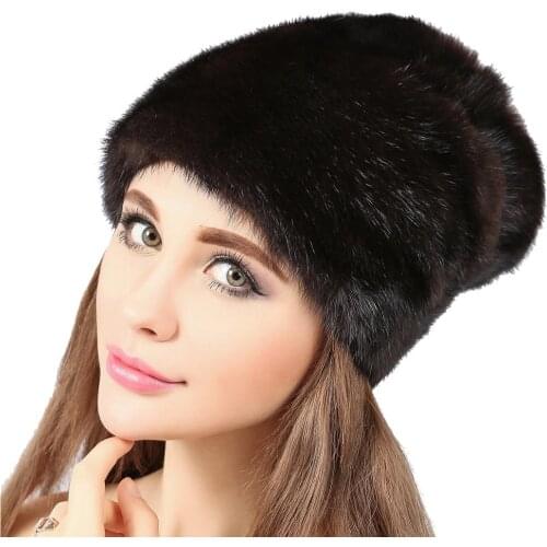 2019 New Mink Fur Hat Coffee Water Rafting Lamp Cap Hat Winter Warm Autumn And Winter Warm Cap