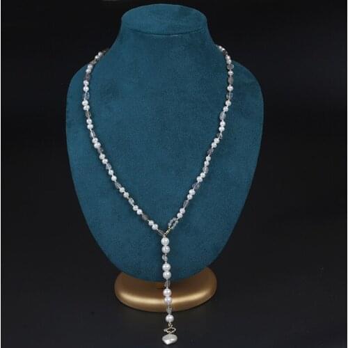 5-8mm Gold Plated Amethyst White Freshwater Natural Potato Pearl Necklace