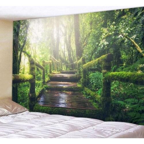Primitive Forest Wooden Bridge Printed Large Wall Tapestry Cheap Hippie Wall Hanging Bohemian Wall Tapestries Mandala Wall Art D