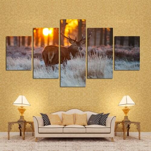 Drop Shipping 5 Piece Sunset Sheep Modern Home Wall Decor Canvas Picture Art HD Print Painting On Canvas for Living Room FA04