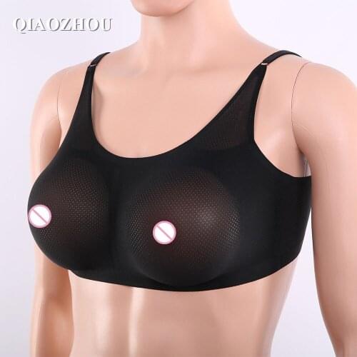 1000g D cup silicone breast form with comfortable bra realistic crossdressing drag queen fake boobs