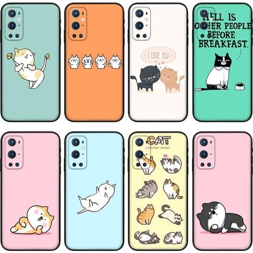 Cartoon cute cat Phone Case For OnePlus 7 8 9 Pro 6T 7T 8T Anti-fallSoft Silicone Case for OnePlus 8 9 9pro