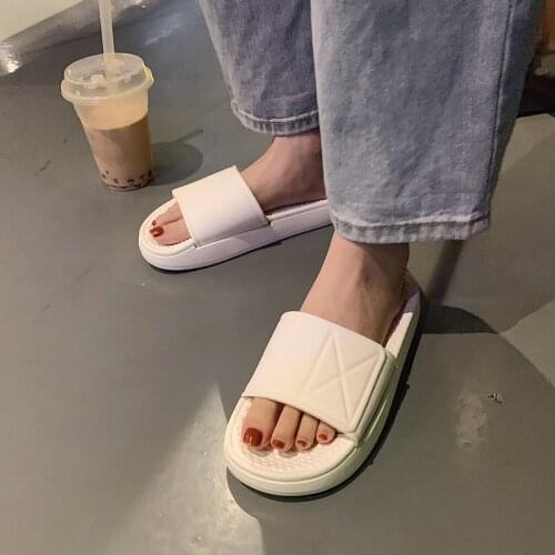Couples Slipper Ins Korean-Style Harajuku Style Platform Simple Beach Slipper Non-Slip Wear-Resistant Womens Slippers Indoor