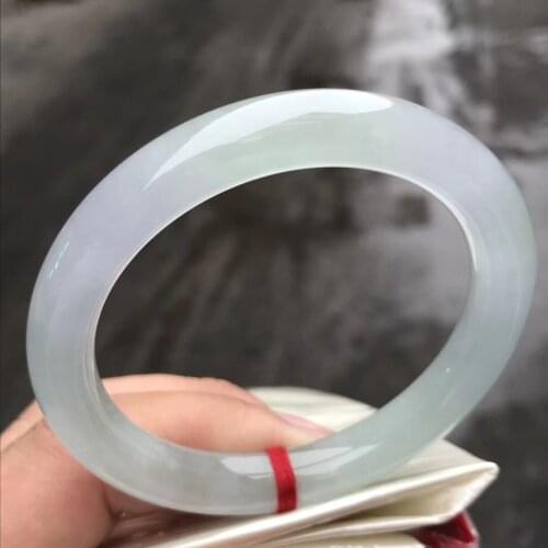 Only One !57.7MMCertified (Grade A)100% Natural Green Jadeite JADE Bracelet Women Bangle