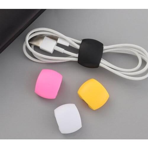 4Pcs Cable Winder Fashion Simple Round Clip USB Charger Holder Desk Tidy Organiser Wire Cord Lead for Desktop Cable Fixed