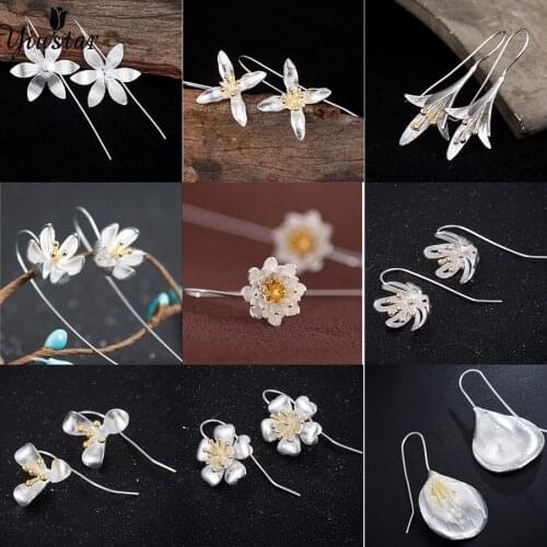 Yiustar New Fashion Flowers Long Earrings for Women Lotus Flower Earrings Charming Plant Earrings For Girls Friendship Gift