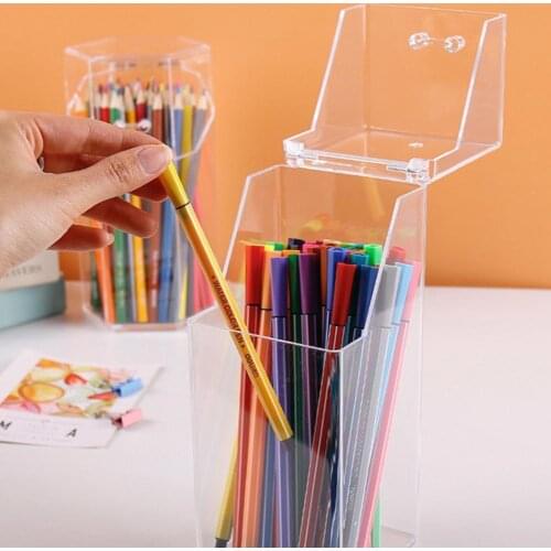 Pen Holder Desktop Dustproof Student Stationery Storage Pen Box Office Box Multifunctional Box Home Pen Holder Storage C3J7