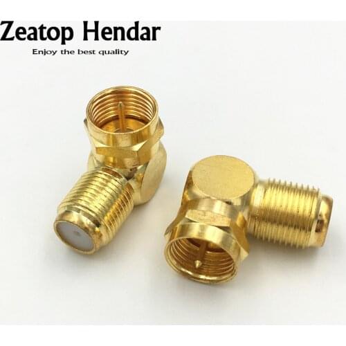 1Pcs Gold Plated F Male Plug to F Female Jack Right Angle Copper Adapter 90 Degree Coaxial TV F Connector