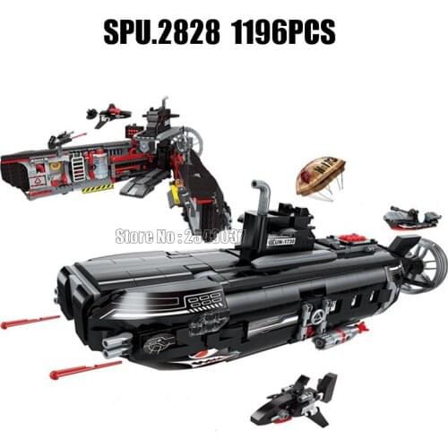 1730 1196pcs Swat Military Submarine Base Parachute Troops Motor Boat 9 Building Blocks Toy