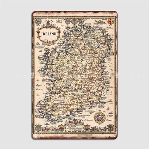 1927 Vintage Ireland Map Metal Sign Wall Decor Design Bar Cave Club Tin Sign Posters