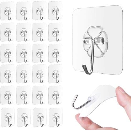 24pcs Door Wall Suction Cup Hooks Self Adhesive Suction Hanger Kitcken Bathroom Organizer Glass Ceramic Sucker Cup Hook
