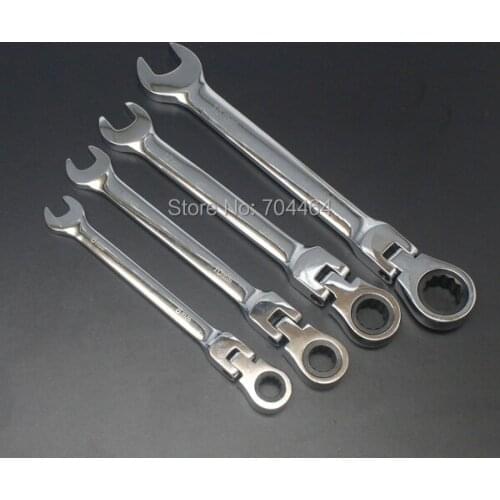 4pcs Dual use 8mm , 10mm , 12mm , 15mm 180 degree Flex Flexible Head Spanner Ratcheting Ratchet Handle Wrench
