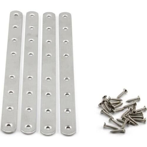 4pcs Flat Mending Plate for Wood,Stainless Steel Straight Brackets Repair Fixing Wood Brace Joining Plates Connector with Screws