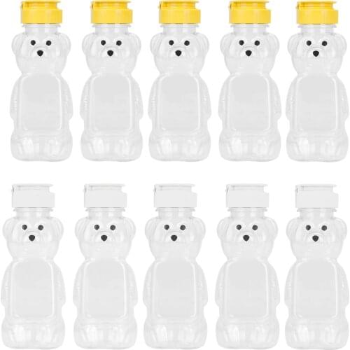 5 Kids Water Bottles Squeezable Cute Cartoon Bear Milk Tea Juice Bottle Portable Non Spill Clear Plastic Drinking Cup Containers