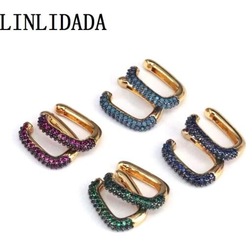 5Pairs New Colorful CZ Ear Cuff No Pierced Earcuffs Circle U Shaped Clip On Earrings Party Wedding Jewelry