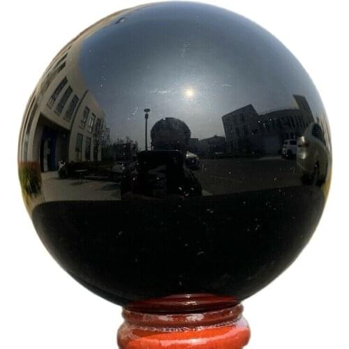 60-230mm Natural Black Obsidian Sphere Crystal Ball Healing Stone + Free Stand