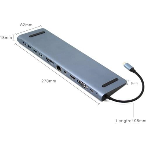 USB C to Type C USB 3.0 HDMI 4K RJ45 Adapter Micro SD TF Card Reader HUB Type-c PD port USB C HUB Type C 12 in 1