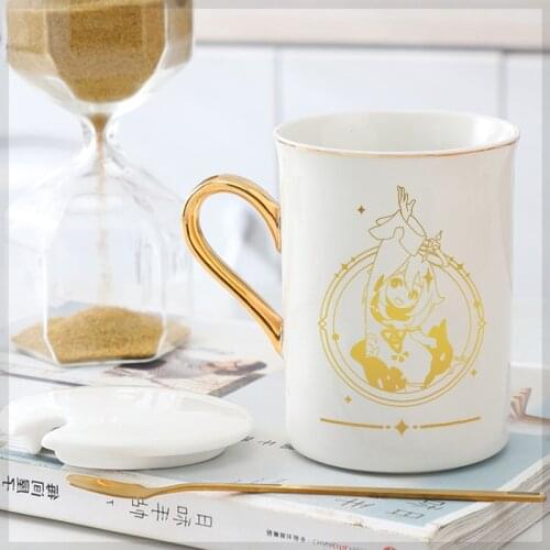 Anime Genshin Impact Paimon Ceramic Mug Coffee Water Milk Cup Gold Stamping Men Women Fashion Fans Cospaly Birthday Xmas Gifts