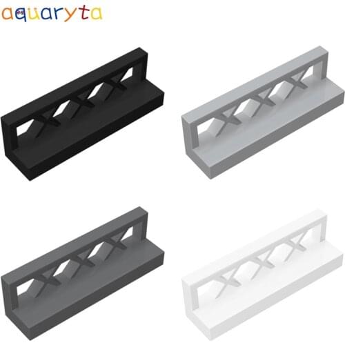 AQUARYTA 50pcs MOC Bricks Fence 1x4x1 Analog X Railing Brick Parts Building Block Part Compatible with 3633 City Street View Toy