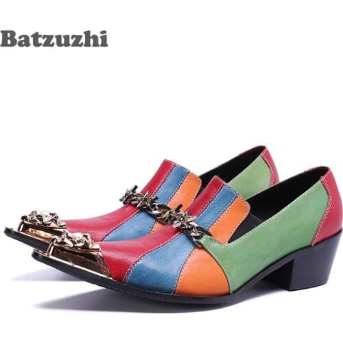 Batzuzhi Italian Type Men Shoes Designers Men Dress Shoes Leather Business Footwear Fashion Party and Wedding Shoes High Heel