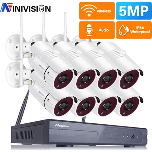 5MP Wireless Security Camera Kit 8CH NVR IR-CUT Outdoor Waterproof Wifi Motion Detection Wifi Surveillance Camera System Onvif