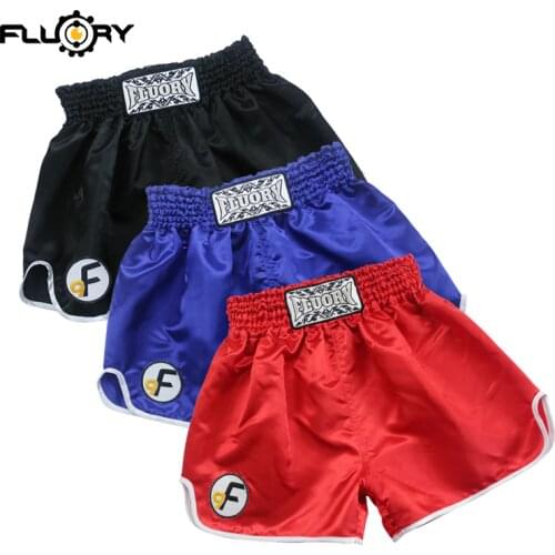 Fluory kids and adult boxing shorts customed mma shorts 100% polyester kick muay thai shorts