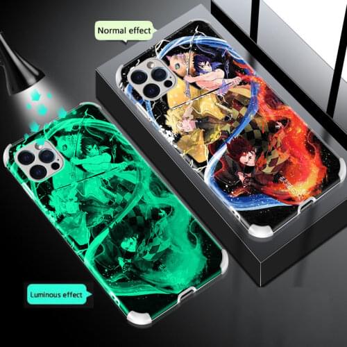 Luminous Phone Case For iPhone 12 11 Pro Max Camera protection Back Cover For iPhone X XS Max 8 7 Plus SE 2 Shockproof Soft Case